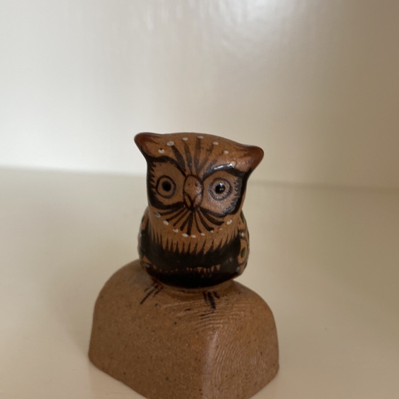 Vintage Tonala Mexican Pottery Owl on Branch signed Perez - Picture 12 of 16